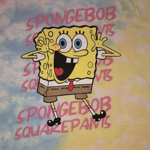 “Nickelodeon” brand, SpongeBob Square Pants graphic, pastel tie-dye l/s crop top - Picture 5 of 10